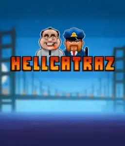 Dive into the thrilling world of Hellcatraz slot by Relax Gaming, showcasing a comic-style prisoner and a guard with the infamous Alcatraz prison and San Francisco skyline in the background. This image captures the light-hearted escapade of an Alcatraz-inspired game, perfect for players looking for a unique slot experience, delivering a entertaining escape. 