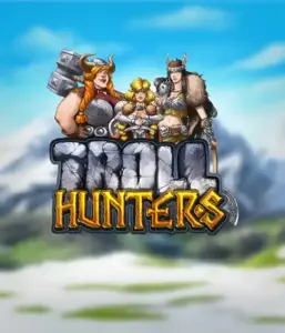 Immerse yourself in "Troll Hunters," where valiant Viking warriors prepare to battle their foes. The logo shows a male and female Viking, dressed for battle, with a cold mountainous backdrop. They radiate power and determination, capturing the essence of the game's adventurous theme.